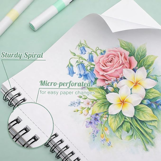 3 Pack Marker Paper Pad, 7.6×10in Double Sided Bleedproof Sketch Pad, - Image 4