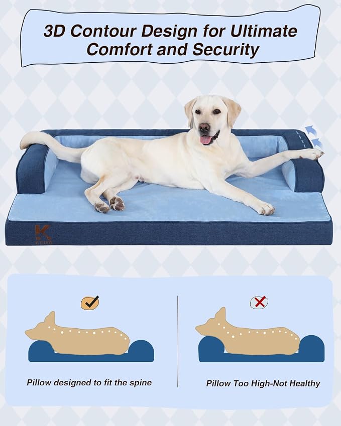 KSIIA Washable Dog Bed XXL Senior Dog, Orthopedic Warm Soft Pet Sofa Waterproof - Image 5