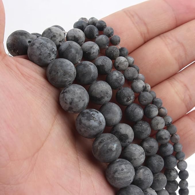 8mm Matte Black Labradorite Bead, 15-Inch Matte Round Loose Stone Beads - Image 8
