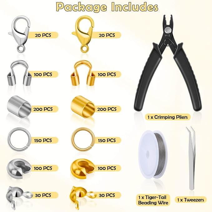 Acejoz 1200 Pcs Crimp Beads Supplies - Image 2