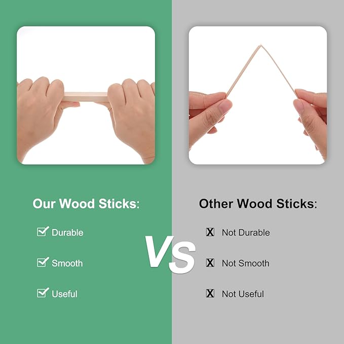 10-Pack Wood Square Dowel Rods, 25/64 x 10 Inch Unfinished Wooden Square Dowel Rod, Hardwood Square Dowel Sticks for Crafts/DIY Projects/Models Making [Wood Color]