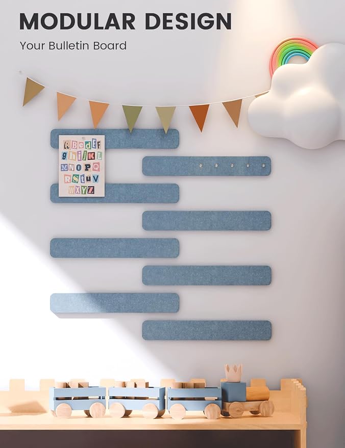 Fluxynara Cork Board Alternative Felt Strip Board 8-Pack 13"x2", Office Pin - Image 5