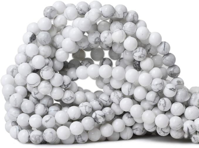 6mm 60PCS Natural White Howlite Gemstone Round Loose Stone Beads by CHEAVIAN