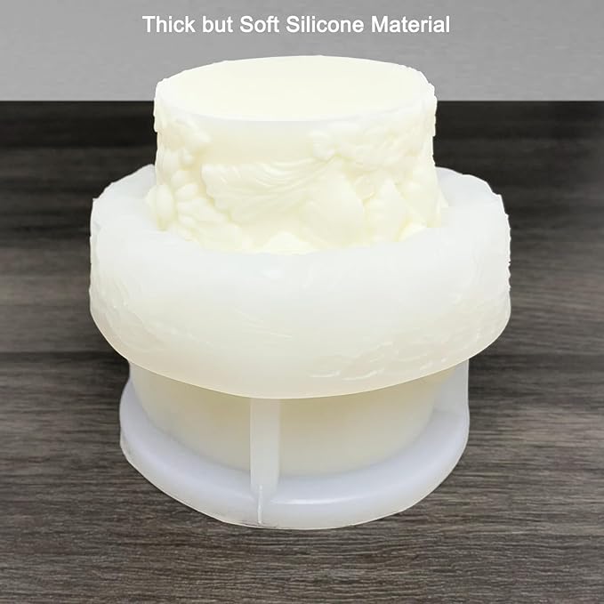 Flower Cylinder Candle Mold Floral Leaf Pillar Thick Silicone Mold for Candle Making Soaps Resin Clay Home Decoration Crafts DIY (Style-1)