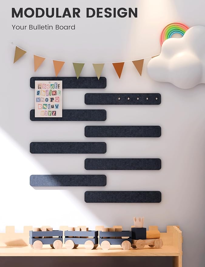 Fluxynara Cork Board Alternative Felt Strip Board 8-Pack 13"x2", Office Pin - Image 5