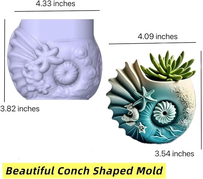 Sea Animal Candle Holder Resin Molds Silicone Epoxy Resin Jar Conch Shell Shaped Plaster Candle Holder Wax Molds, DIY Casting Home Décor