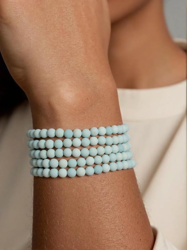 8mm Matte Light Amazonite Bead, 15-Inch Matte Round Loose Stone Beads - Image 4
