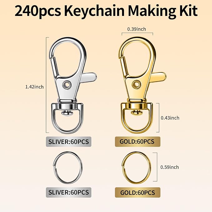 LEOBRO 240PCS Lobster Claw Clasps and Key Rings, Keychain Making kit, Keychains - Image 2