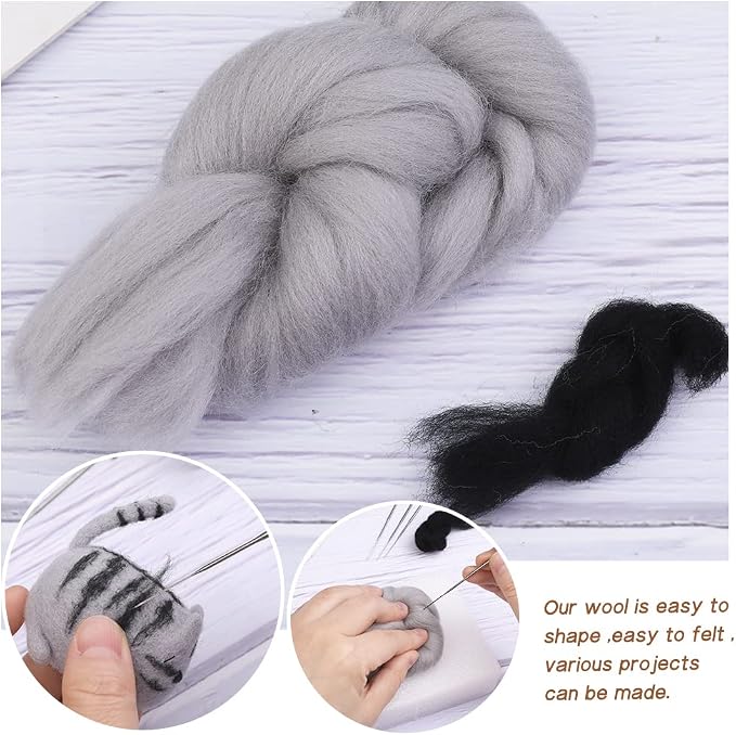 QMNNMA Felting Kit for Beginner, Tabby Cat Wool Felting Kit for Beginner | - Image 5