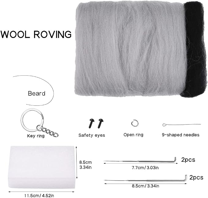 QMNNMA Felting Kit for Beginner, Tabby Cat Wool Felting Kit for Beginner | - Image 2