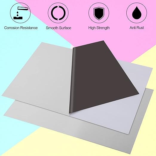 2Pcs 430 Stainless Steel Sheet Metal 8" x 12" x 1/32" Inch Metal Plates for Magnetic Mount Board Wall 20GA(0.80MM) 430 Stainless Steel Shim Stock Plates Metal Sheets for Crafting, Kitchen, Office