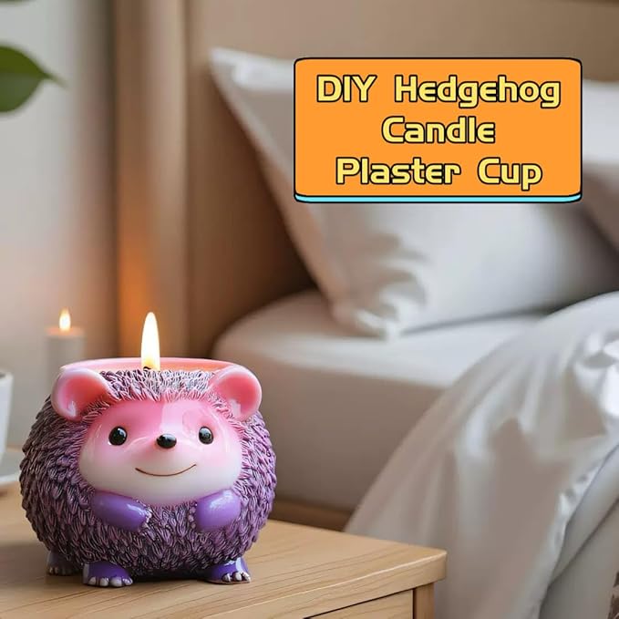Animal Resin Molds Silicone 3D Cute Hedgehog Epoxy Resin Plaster Candle Holder Wax Molds for Candle Making, Art Crafts DIY Unique Display Home Decor