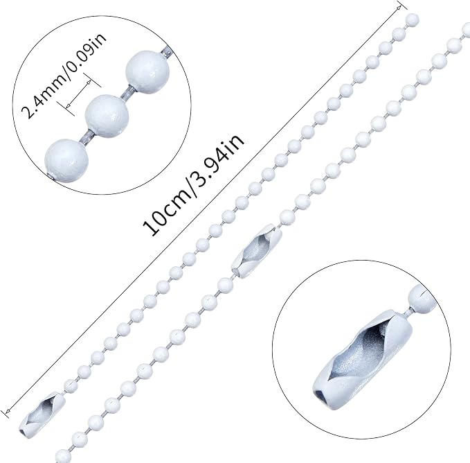 Lemonkey 100Pcs Ball Beads Chain Bulk, 4 Inch Dog Tag Metal Small Chain - Image 2