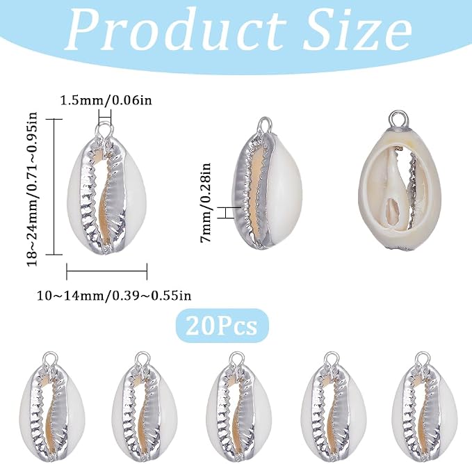 SUNNYCLUE 1 Box 20Pcs Seashell Charm Seashell Charms Bulk Natural Cowrie Shell - Image 2