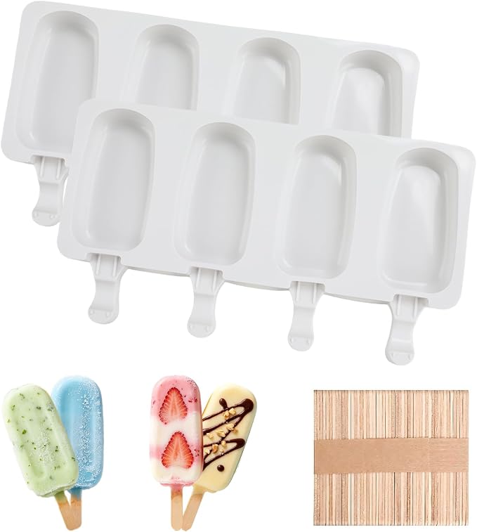 Popsicles Molds, Reusable Silicone Ice Pop Cream Cakesicle Maker Mold 4 Cavities by Unknown