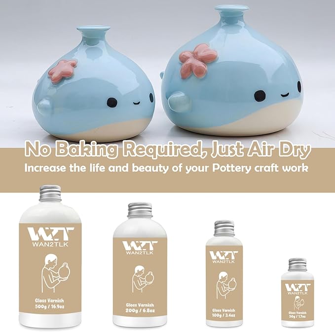 200ml Air Dry Clay Glaze, Clear Clay Varnish for Air Dry Clay Pottery, Waterproof and Scratch Resistant, Design for Air Dry Clay (Gloss Varnish)