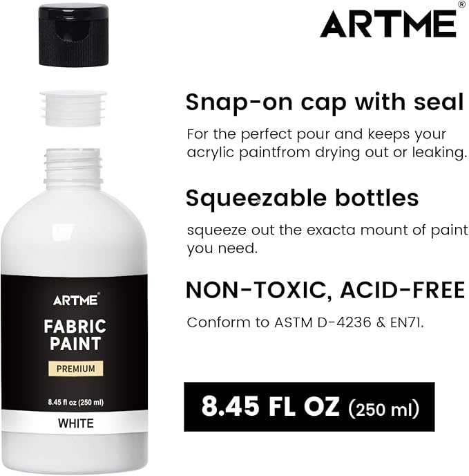 Artme White Fabric Paint, 8.45 oz Fabric Paint - Image 2
