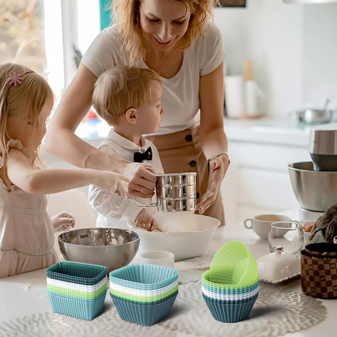 Silicone Muffin Baking Cups 12 Pack Reusable Cupcake Liners Non-stick Cake Molds - Image 5