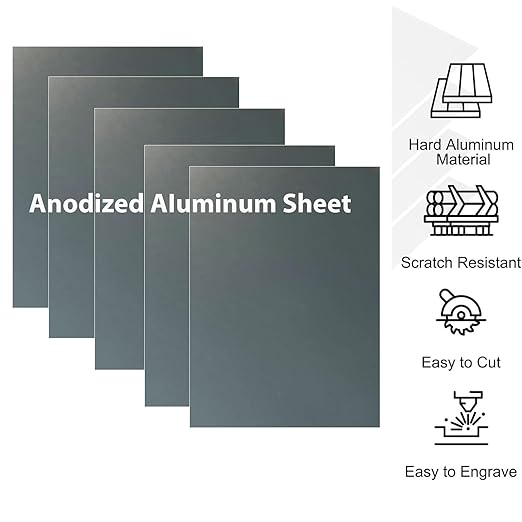 10Pcs Gray Anodized Aluminum Sheet 5" x 7" x 1/32" (0.8mm) Corrosion-Resistant Metal Plates for Laser Engraving, DIY Crafting, Sign Making, Home Decor