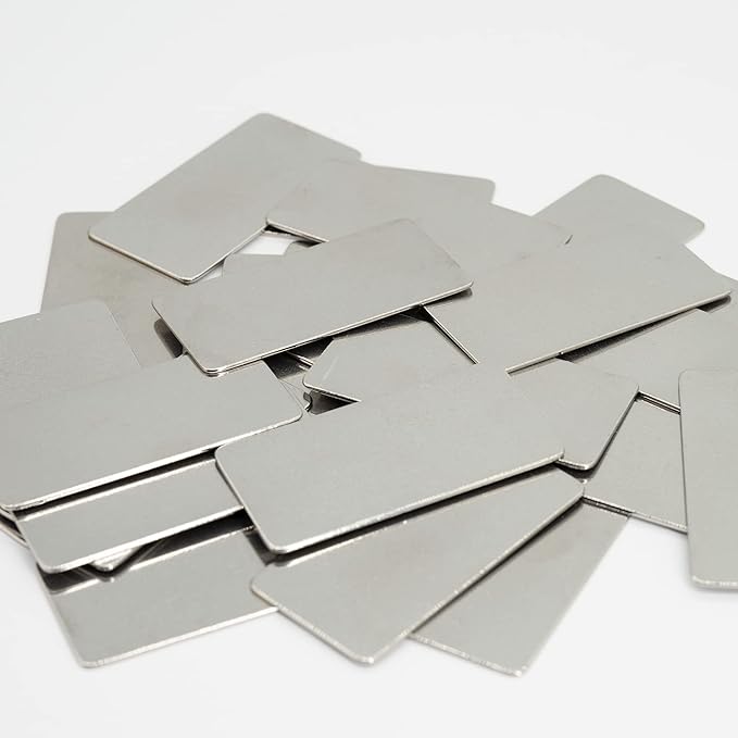 StayMax Stainless Steel Engraving Blank Tags Rectangle Stamping Blanks Blank Metal Plate 25 Pack 1x2Inch