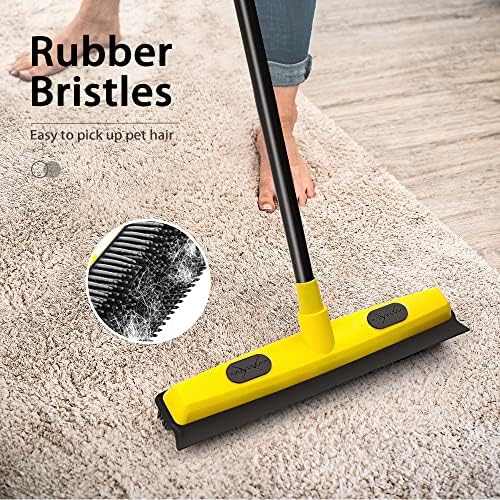 Rubber Broom with Squeegee, Pet Hair Removal 52.8 inches Long Handle, Push Fur - Image 2
