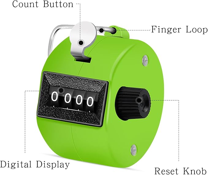 12 Pcs Hand Tally Counter 4-Digit Lap Counter Clicker, Manual Mechanical Handheld Pitch Click Counter with Finger Ring for School Golf & Knitting Row Croche