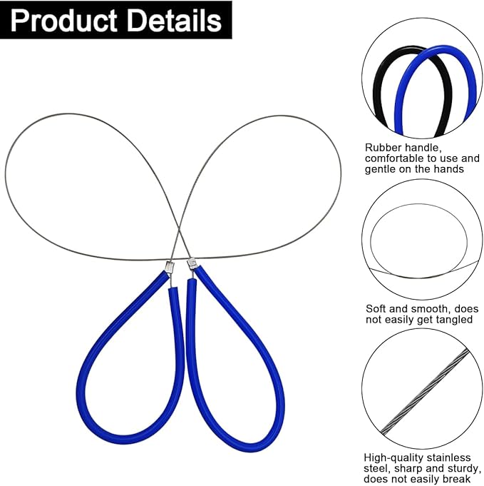 2 Pcs Clay Cutter Wires + 1 Clay Ceramic Needle + 1 Feather Wire Texture Detail Tools, Steel Cutters Wire Kit, Black & Blue Handle Cutting Off Pottery Wires Tools for Sculpting Artists Modeling Crafts