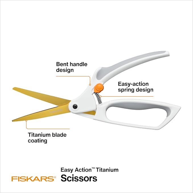 Fiskars Easy Action Titanium Scissors, Spring-Assisted Craft Scissors - Image 2