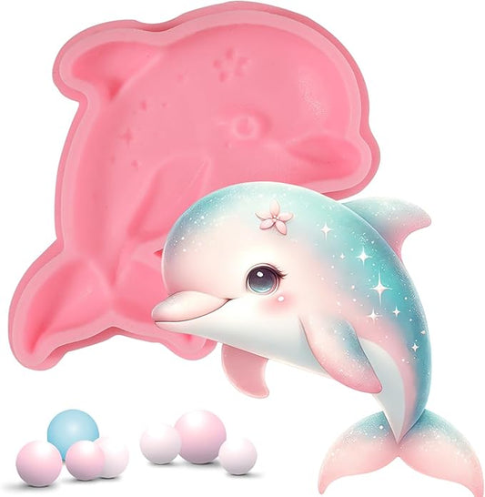 1 Pcs Dolphin Chocolate Silicone Mold, Cute Marine Animal Cake Decoration Fondant Mold, Suitable for Baking Biscuits, Candies, Dough Jelly, Resin Crafts, Clay Plaster Modeling