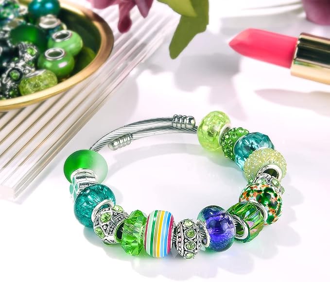 Aipridy European Large Hole Beads, Colorful Glass Charm Beads Set - Image 5