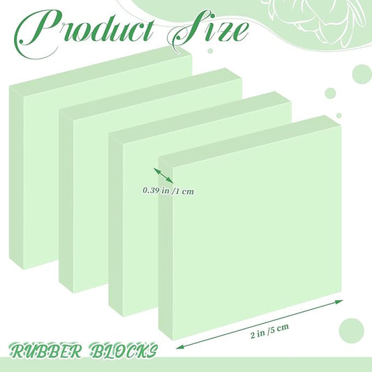 Frienda 24 Pcs 2" x 2" Rubber Carving Blocks Linoleum Blocks for Printmaking, Stamp Making, DIY Crafting, Scrapbook, Painting, Soft and Easy to Carve (Mint Green)