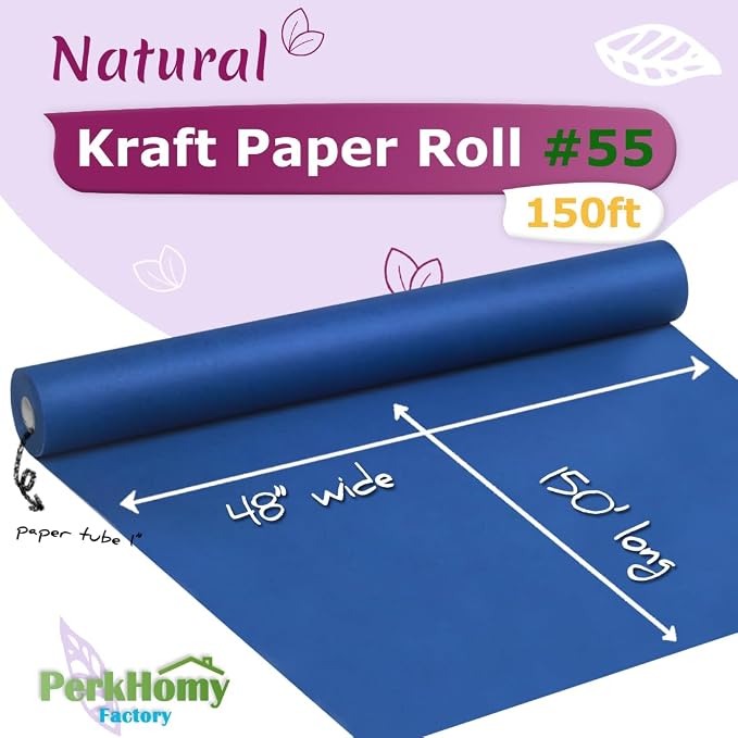 PerkHomy Blue Kraft Paper Roll 48" x 1 - Image 2