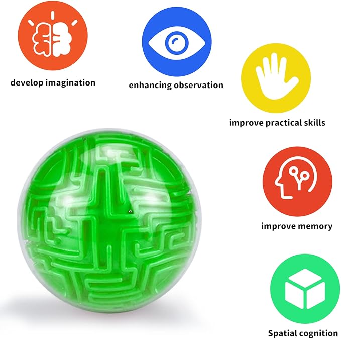 YongnKids Amaze 3D Memory Sequential Maze Ball Puzzle Toy Gifts for Kids Adults - Challenges Game Lover Tiny Balls Brain Teasers Game (Green)