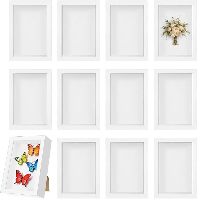 SHENLIU 12 Pack 4 x 6 Inches Shadow Box Frame, Small Wood Frame Memory Display by Unknown