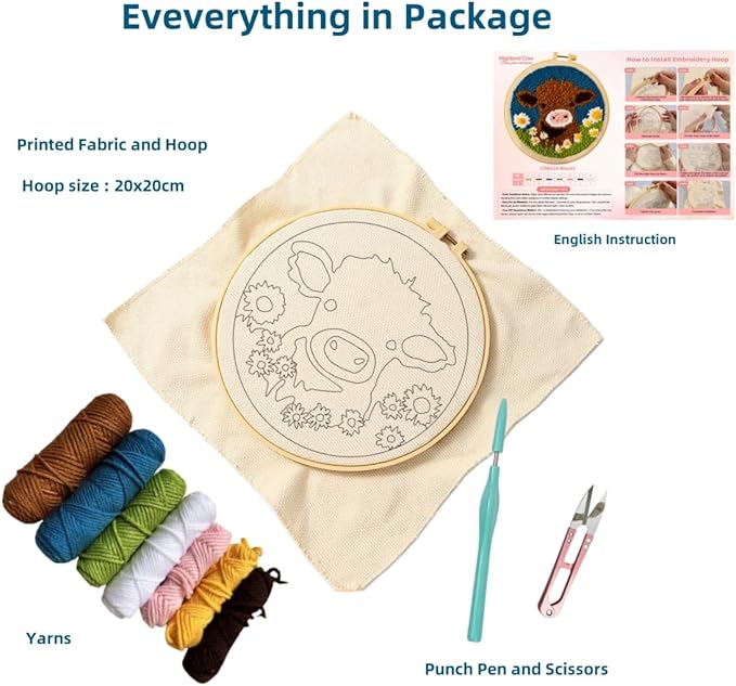 DIY Punch Needle Kits Highland Cow - Image 2
