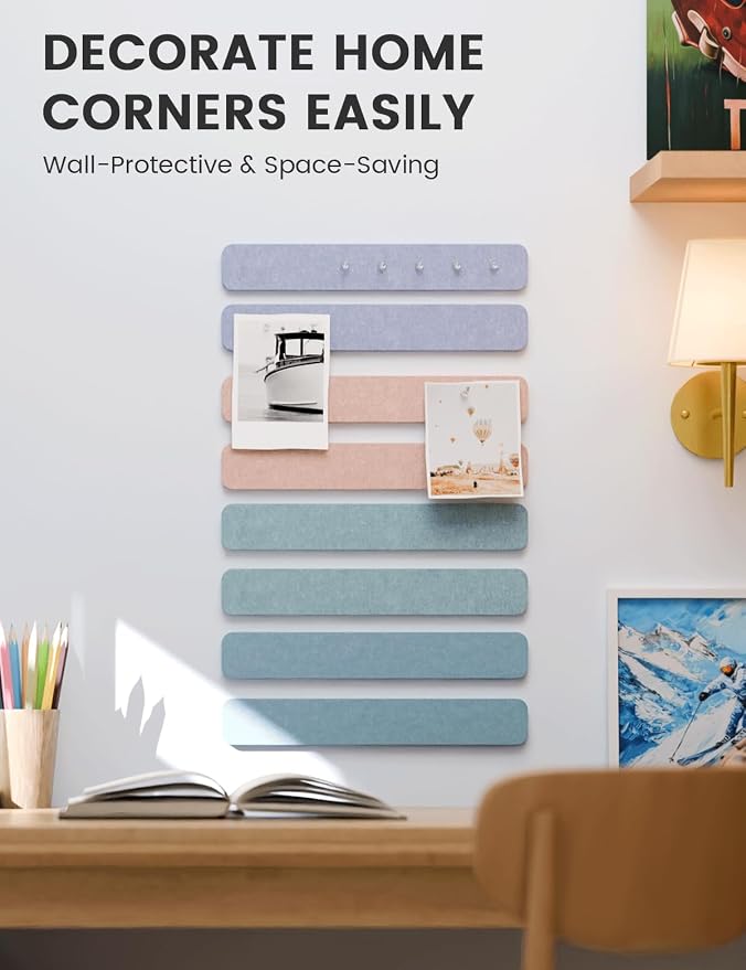 Fluxynara Cork Board Alternative Felt Strip Board 8-Pack 13"x2", Office Pin - Image 4