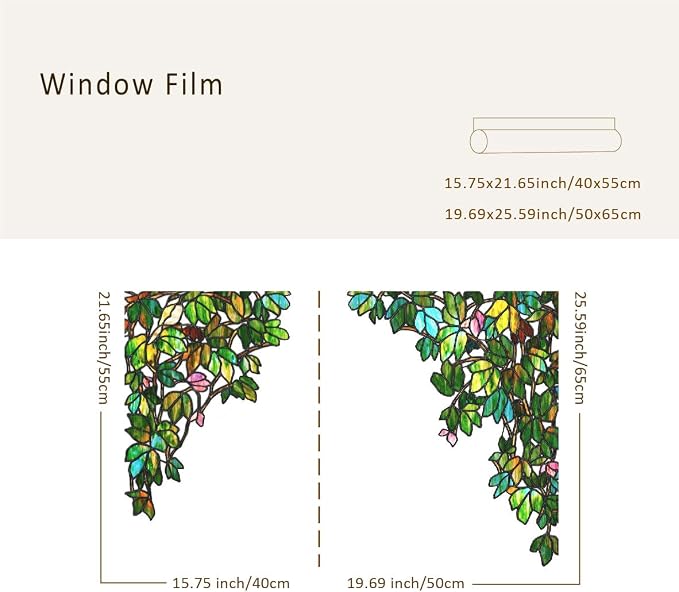 Original Hand Drawn Stained Glass Window Hanging Cling, 25.59"X35.43" - Image 2