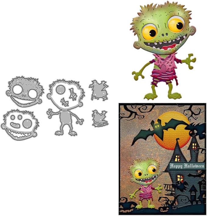 Halloween Clear Silicone stampReusable Stamp with Pumpkins, Skulls, Bats, Santa Claus, and Holiday Designs. Used for Making Cards, scrapbooks, and DIY templates (Halloween Zombies)