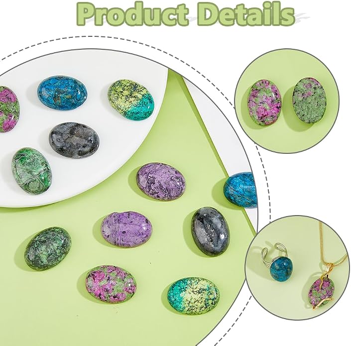 SUPERFINDINGS 12Pcs 6 Styles Jasper Oval Gemstone Cabochons Semi-Precious - Image 4