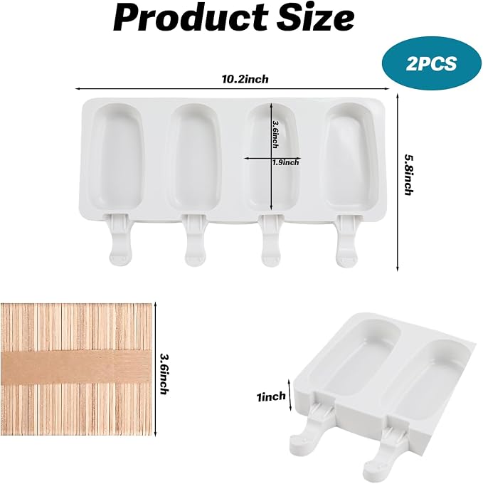 Popsicles Molds, Reusable Silicone Ice Pop Cream Cakesicle Maker Mold 4 Cavities - Image 2