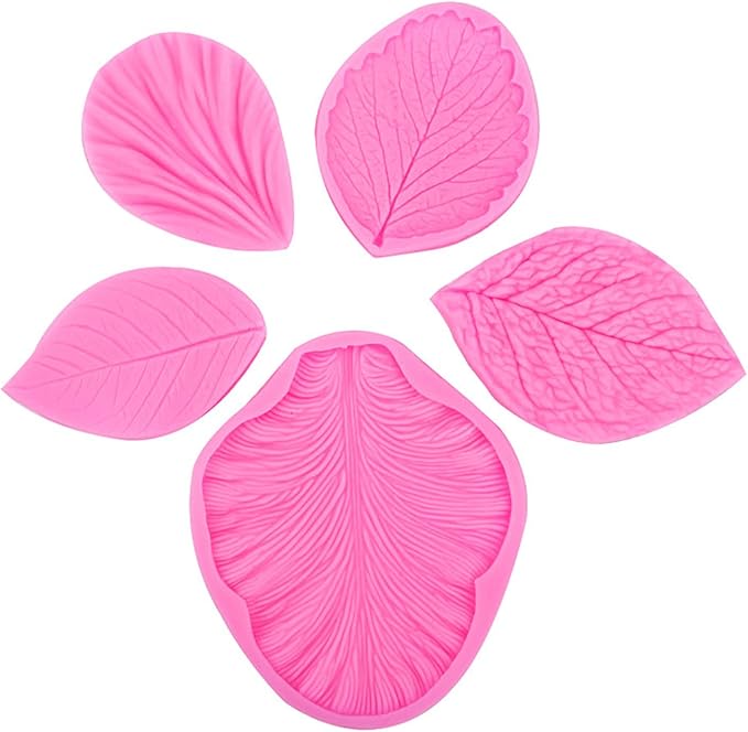 Flower Silicone Veiner Mold Set, Fondant Flower Veining Mold Tulip Orchid Molds Sugar Gum Paste Molds Cake Decoration Tool for Tulips Hibiscus Rose Leaf