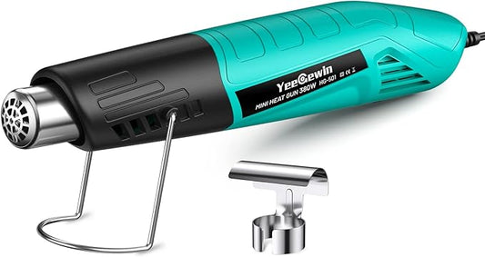 Heat Gun, 380W Fast Heat Mini Hot Air Gun with 2-Temp Settings 480°F-850°F(249°C-455°C) Overheat Protection Reflector Nozzle, 4.9Ft Long Cable for Shrink Wrap,Vinyl, Crafts, Epoxy Resin