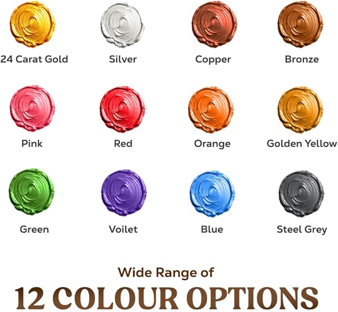 GRANOTONE Acrylic Venezia Metallic Colour | 12 Metallic Shades | 50 ml | Extra Sheen | Non Fading | Indoor/Outdoor | Non Toxic | Multi-Surface | Pro Artist, Hobby Painters & Kid | Made In India
