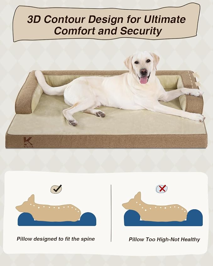 KSIIA Washable Dog Bed XXXL Senior Dog, Orthopedic Warm Soft Pet Sofa - Image 4