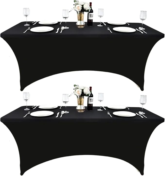 2-Pack 6ft Black Spandex Table Covers by Unknown