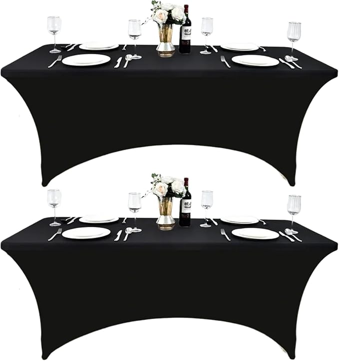 2-Pack 8ft Black Spandex Table Covers by Unknown