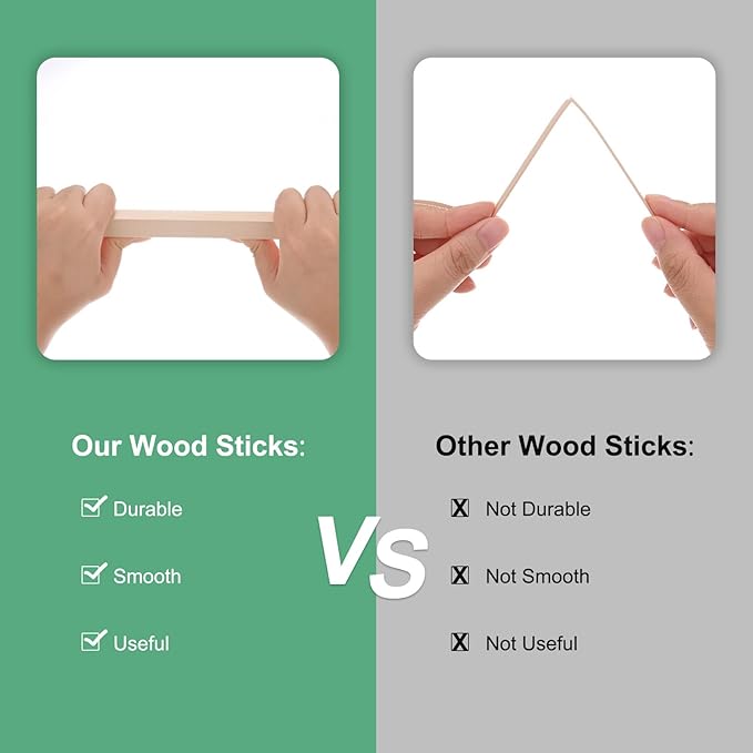 10-Pack Wood Square Dowel Rods, 19/32 x 12 Inch Unfinished Wooden Square Dowel Rod, Hardwood Square Dowel Sticks for Crafts/DIY Projects/Models Making [Wood Color]