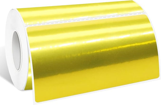 2" x 4" Gold Thermal Label Stickers,Waterproof Thermal Printer Sticker Labels for Gift Wrapping, Self-Adhesive Name Price Tag DIY Custom Logo Design (250 pcs,Gold)
