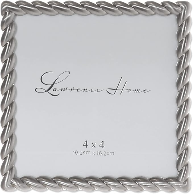 Lawrence Frames Metal Frame, Rope Design, Brushed Nickel, 4x4 Square by LawrenceFrames