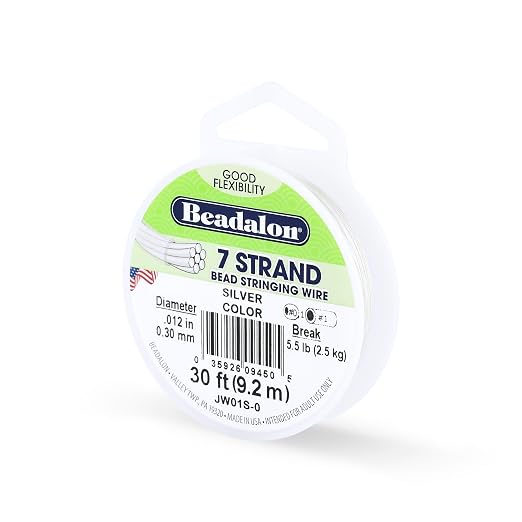 Beadalon 7-Strand Stainless Steel Beading Wire, Flexible & Durable Wire by Beadalon